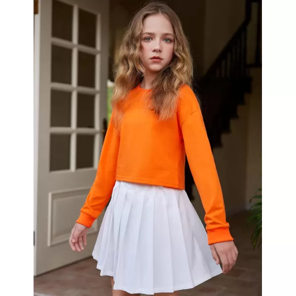 Arshiner Girls Crop Tops Kids Long Sleeve Pullover Sweatshirts Girls Cropped Crewneck Sweatshirt for 5-14 Years Teen Girls