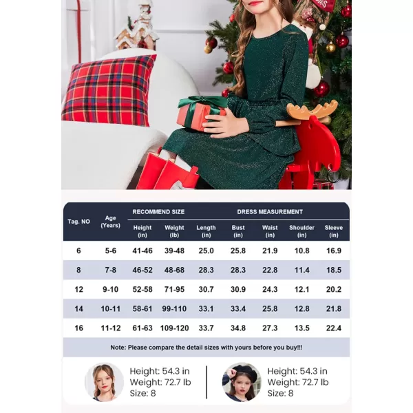 Arshiner Girls Dress Fall Sparkly Glitter Puff Sleeves Layer Party Dresses with Belt