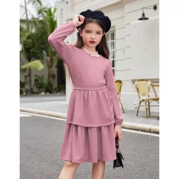 Arshiner Girls Dress Fall Sparkly Glitter Puff Sleeves Layer Party Dresses with Belt