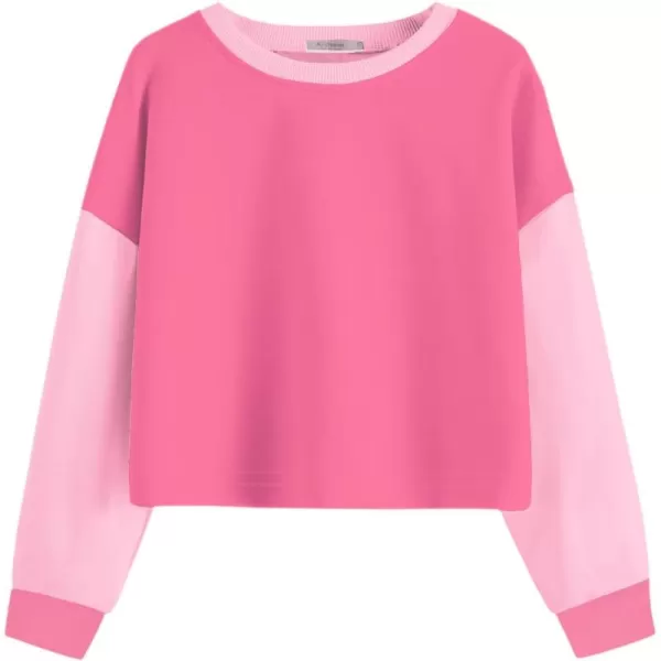 Arshiner Girls Crop Tops Kids Long Sleeve Pullover Sweatshirts Girls Cropped Crewneck Sweatshirt for 5-14 Years Teen Girls