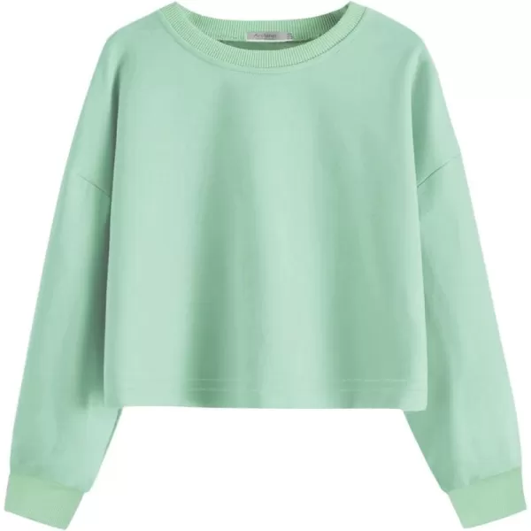 Arshiner Girls Crop Tops Kids Long Sleeve Pullover Sweatshirts Girls Cropped Crewneck Sweatshirt for 5-14 Years Teen Girls