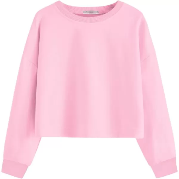 Arshiner Girls Crop Tops Kids Long Sleeve Pullover Sweatshirts Girls Cropped Crewneck Sweatshirt for 5-14 Years Teen Girls