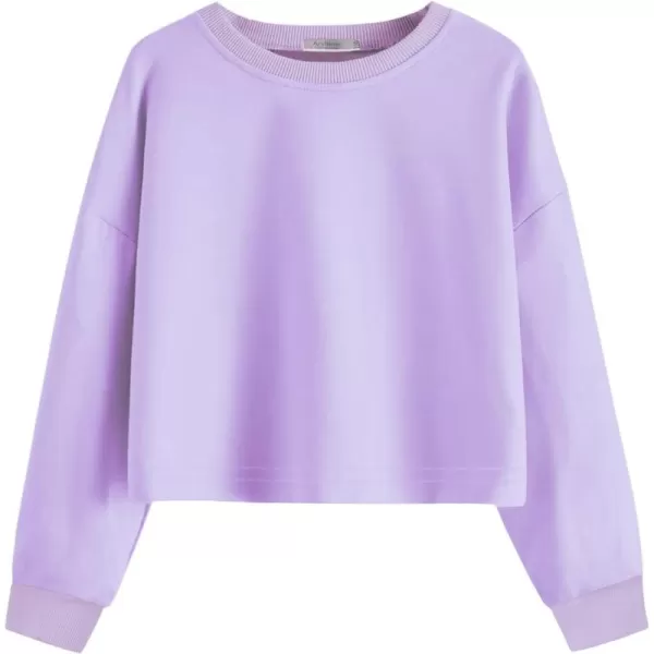 Arshiner Girls Crop Tops Kids Long Sleeve Pullover Sweatshirts Girls Cropped Crewneck Sweatshirt for 5-14 Years Teen Girls
