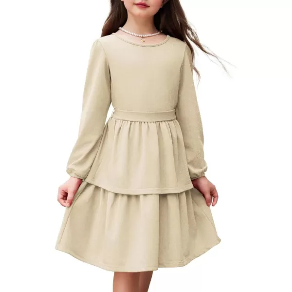Arshiner Girls Dress Fall Sparkly Glitter Puff Sleeves Layer Party Dresses with Belt