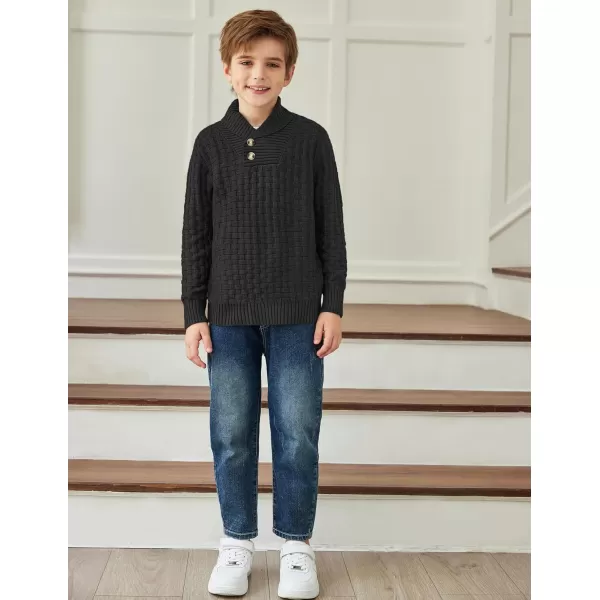 Arshiner Boys Crewneck Long Sleeve Textured Ribbed Edge Pullover Sweaters Button Up Knitted Sweater Tops