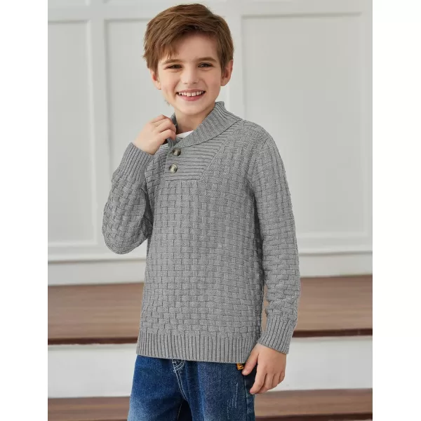 Arshiner Boys Crewneck Long Sleeve Textured Ribbed Edge Pullover Sweaters Button Up Knitted Sweater Tops