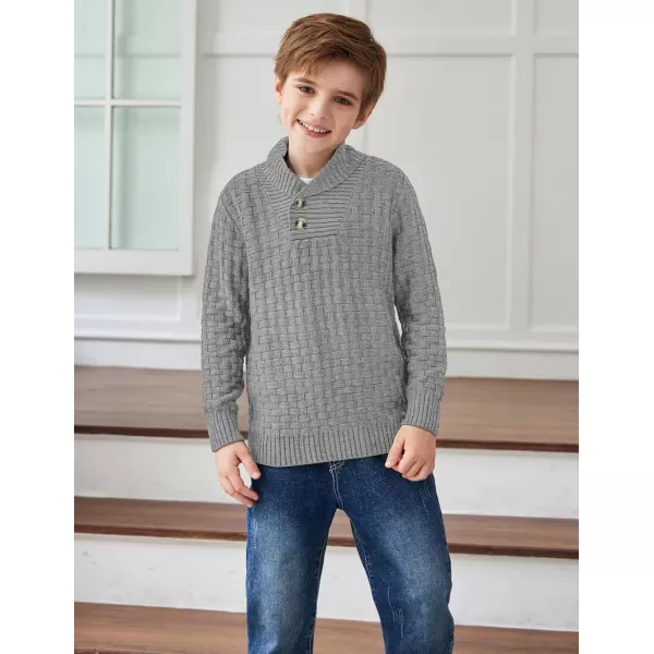 Arshiner Boys Crewneck Long Sleeve Textured Ribbed Edge Pullover Sweaters Button Up Knitted Sweater Tops