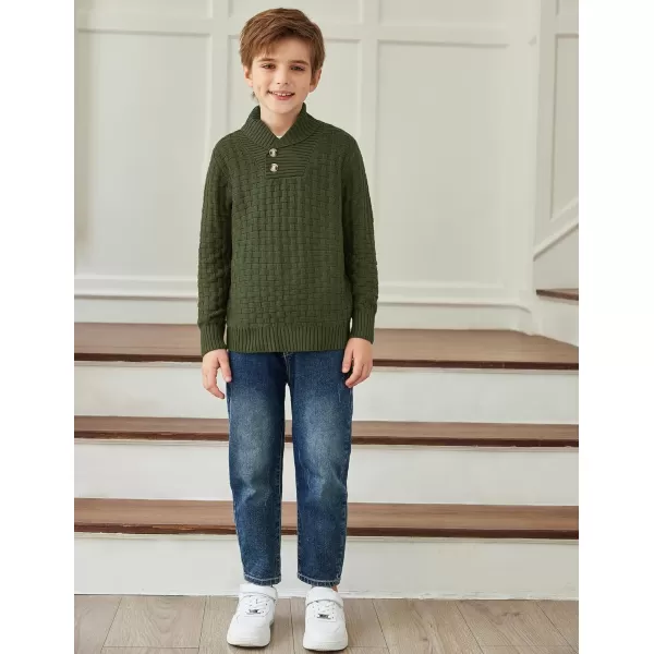 Arshiner Boys Crewneck Long Sleeve Textured Ribbed Edge Pullover Sweaters Button Up Knitted Sweater Tops