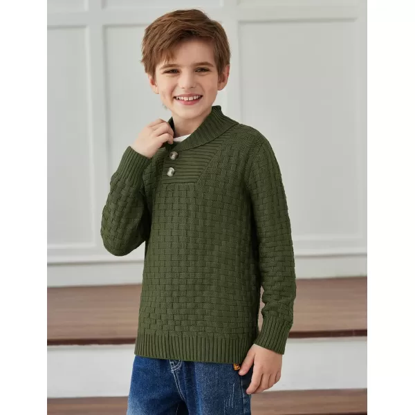 Arshiner Boys Crewneck Long Sleeve Textured Ribbed Edge Pullover Sweaters Button Up Knitted Sweater Tops