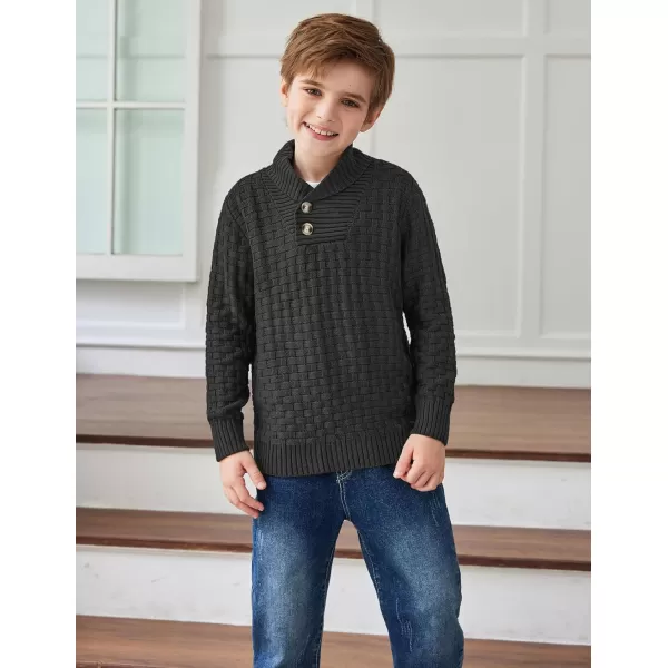 Arshiner Boys Crewneck Long Sleeve Textured Ribbed Edge Pullover Sweaters Button Up Knitted Sweater Tops