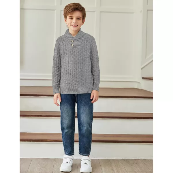 Arshiner Boys Crewneck Long Sleeve Textured Ribbed Edge Pullover Sweaters Button Up Knitted Sweater Tops