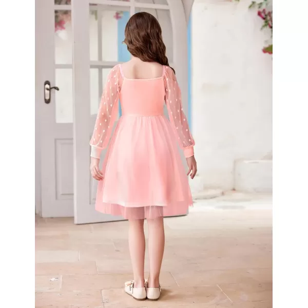 Arshiner Girl Tulle Dress Puff Long Sleeve Teen Girls Party Casual Dresses 5-12Y