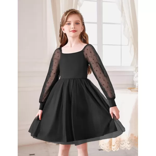 Arshiner Girl Tulle Dress Puff Long Sleeve Teen Girls Party Casual Dresses 5-12Y
