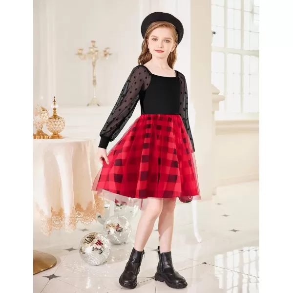 Arshiner Girl Tulle Dress Puff Long Sleeve Teen Girls Party Casual Dresses 5-12Y