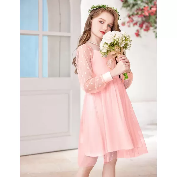 Arshiner Girl Tulle Dress Puff Long Sleeve Teen Girls Party Casual Dresses 5-12Y