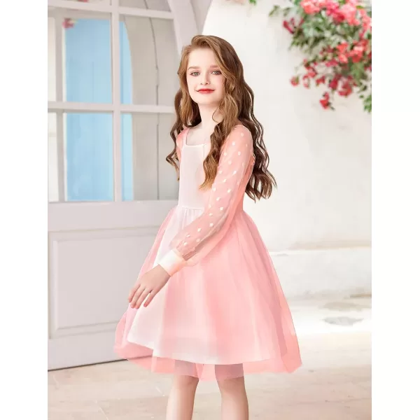 Arshiner Girl Tulle Dress Puff Long Sleeve Teen Girls Party Casual Dresses 5-12Y