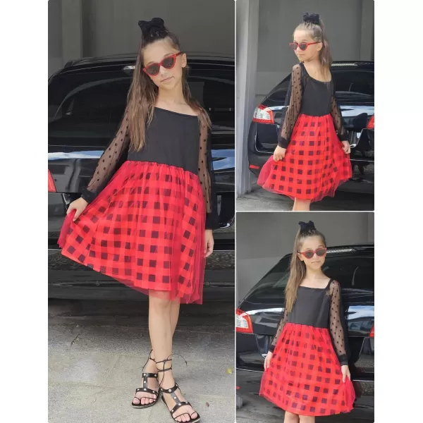Arshiner Girl Tulle Dress Puff Long Sleeve Teen Girls Party Casual Dresses 5-12Y
