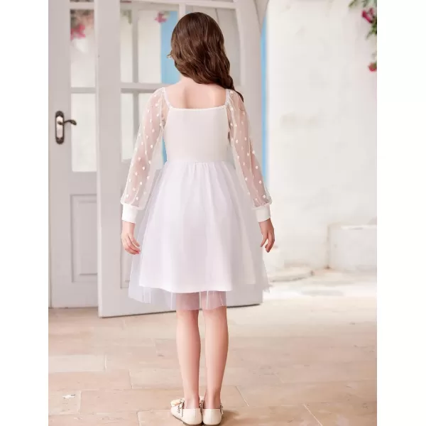 Arshiner Girl Tulle Dress Puff Long Sleeve Teen Girls Party Casual Dresses 5-12Y
