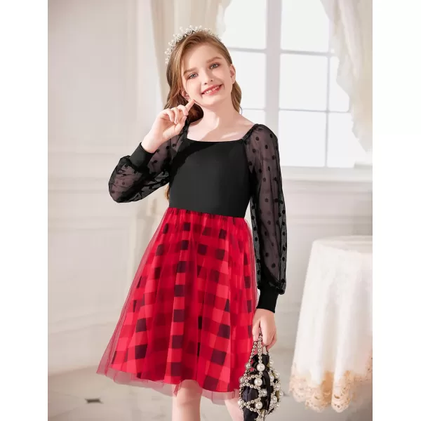 Arshiner Girl Tulle Dress Puff Long Sleeve Teen Girls Party Casual Dresses 5-12Y