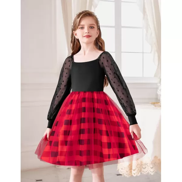 Arshiner Girl Tulle Dress Puff Long Sleeve Teen Girls Party Casual Dresses 5-12Y