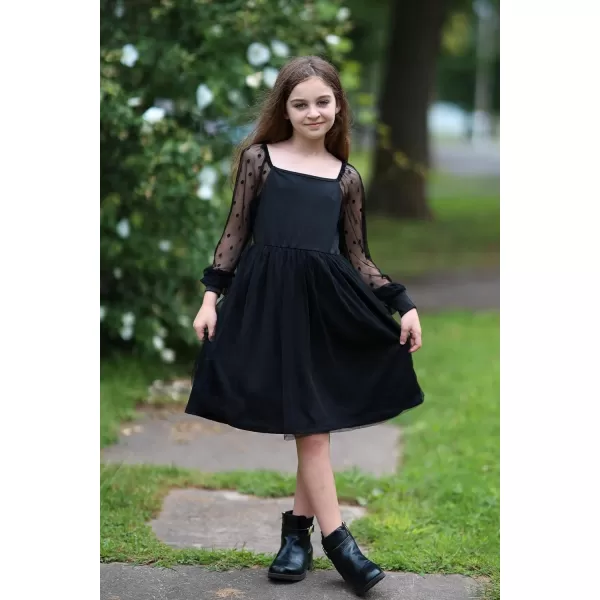 Arshiner Girl Tulle Dress Puff Long Sleeve Teen Girls Party Casual Dresses 5-12Y