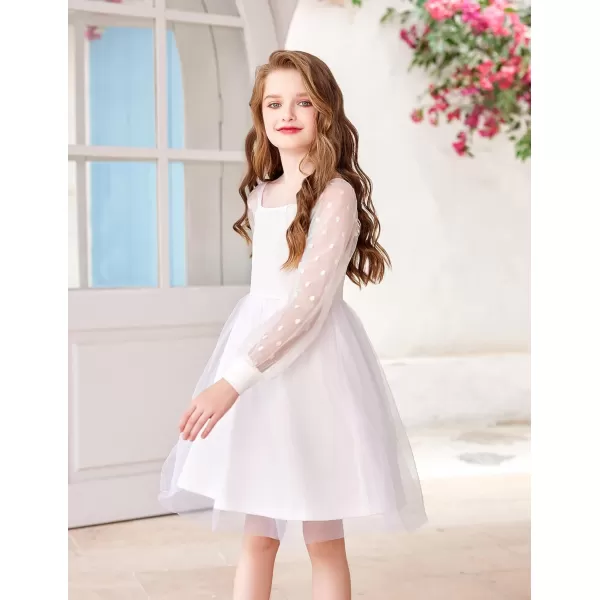 Arshiner Girl Tulle Dress Puff Long Sleeve Teen Girls Party Casual Dresses 5-12Y