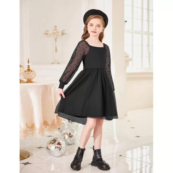 Arshiner Girl Tulle Dress Puff Long Sleeve Teen Girls Party Casual Dresses 5-12Y