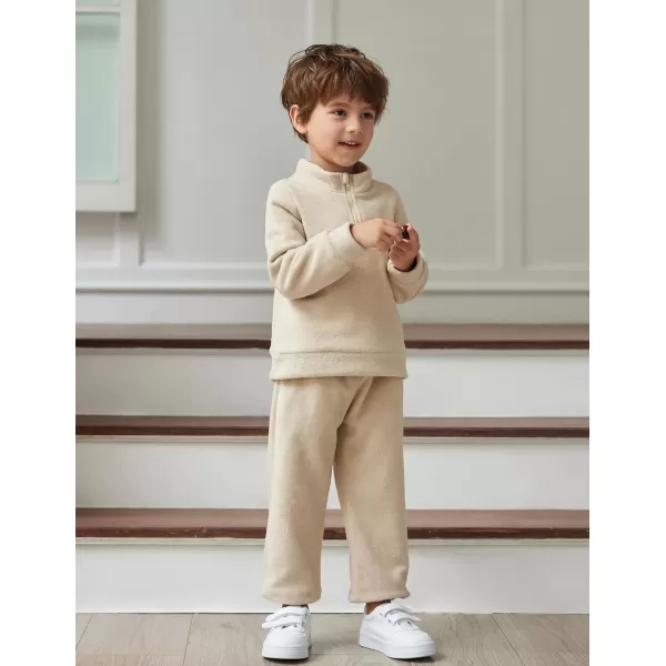 Arshiner Toddler Boys Letter Embroidery Half Zip Sweatshirt &amp; Pants Set Fuzzy Fleece Fall Winter Outfits 2~6 Years