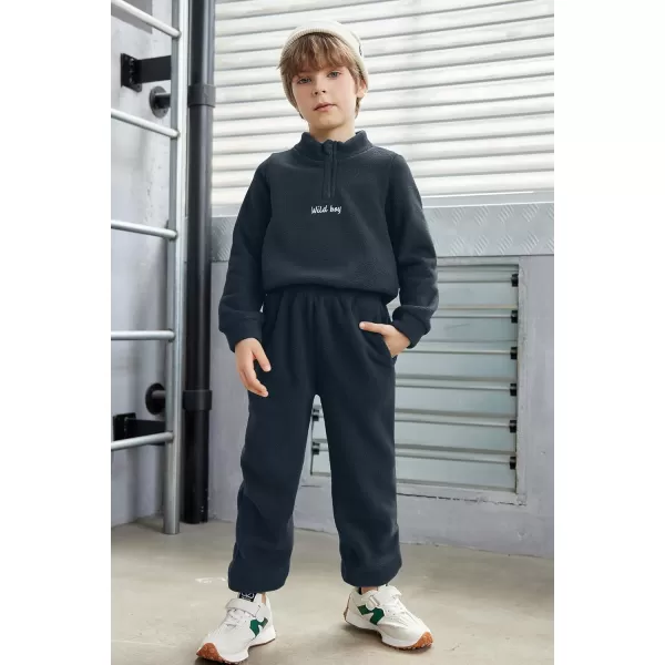 Arshiner Toddler Boys Letter Embroidery Half Zip Sweatshirt &amp; Pants Set Fuzzy Fleece Fall Winter Outfits 2~6 Years