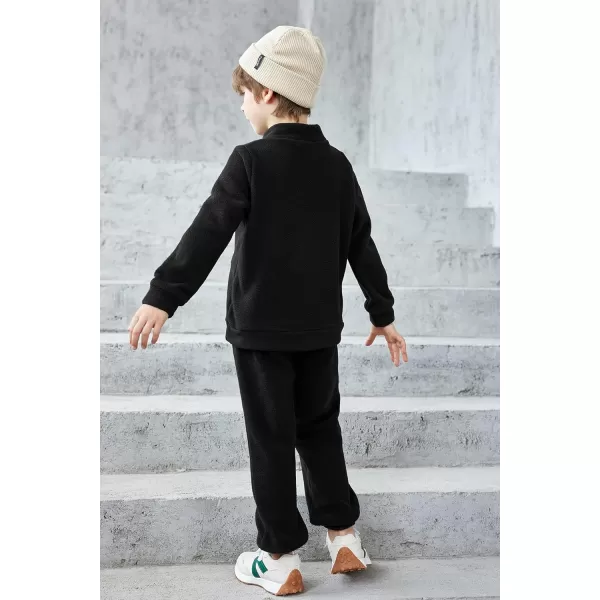 Arshiner Toddler Boys Letter Embroidery Half Zip Sweatshirt &amp; Pants Set Fuzzy Fleece Fall Winter Outfits 2~6 Years