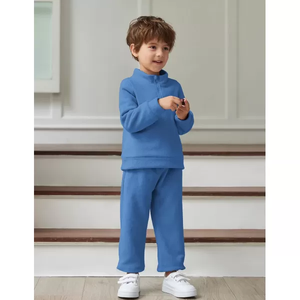 Arshiner Toddler Boys Letter Embroidery Half Zip Sweatshirt &amp; Pants Set Fuzzy Fleece Fall Winter Outfits 2~6 Years
