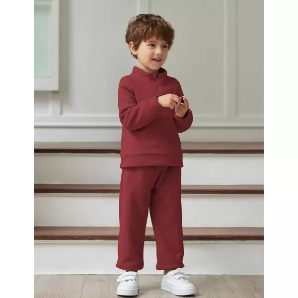 Arshiner Toddler Boys Letter Embroidery Half Zip Sweatshirt &amp; Pants Set Fuzzy Fleece Fall Winter Outfits 2~6 Years