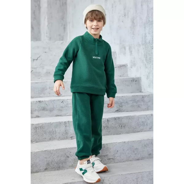 Arshiner Toddler Boys Letter Embroidery Half Zip Sweatshirt &amp; Pants Set Fuzzy Fleece Fall Winter Outfits 2~6 Years