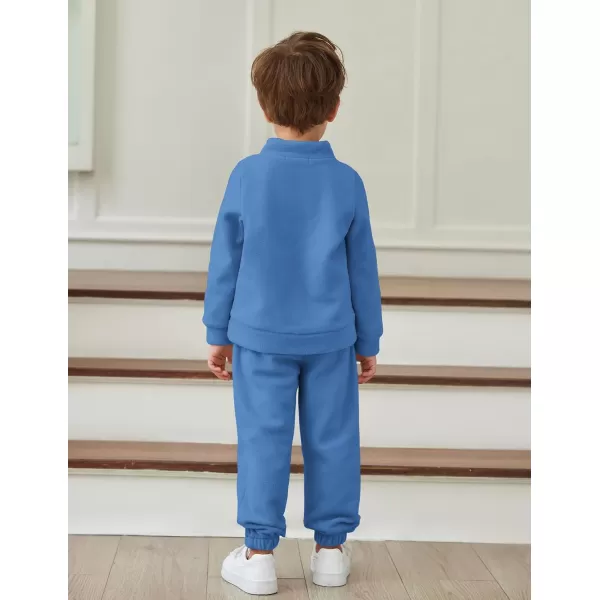Arshiner Toddler Boys Letter Embroidery Half Zip Sweatshirt &amp; Pants Set Fuzzy Fleece Fall Winter Outfits 2~6 Years