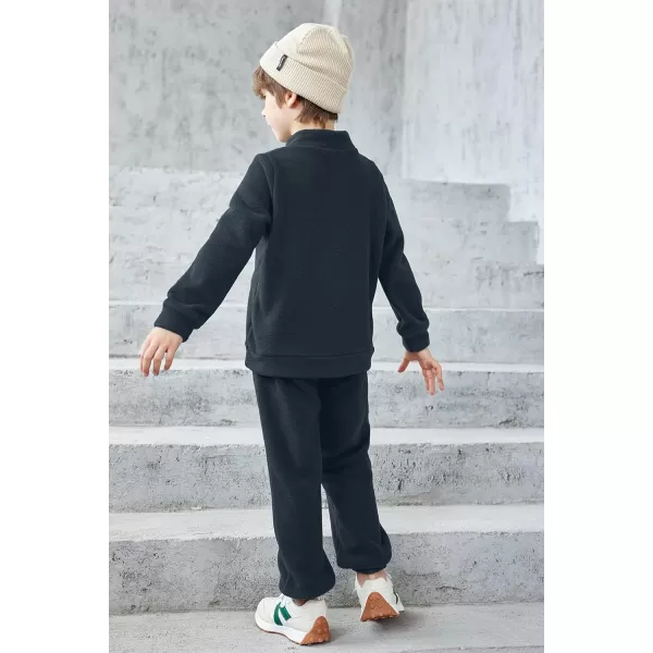Arshiner Toddler Boys Letter Embroidery Half Zip Sweatshirt &amp; Pants Set Fuzzy Fleece Fall Winter Outfits 2~6 Years