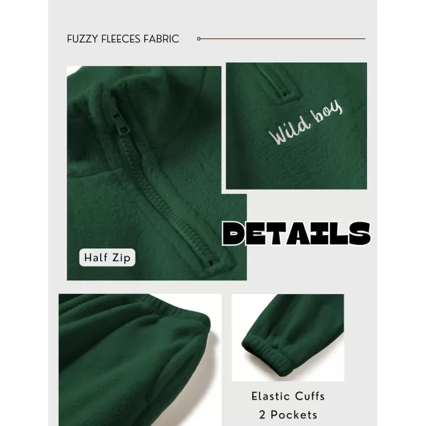 Arshiner Toddler Boys Letter Embroidery Half Zip Sweatshirt &amp; Pants Set Fuzzy Fleece Fall Winter Outfits 2~6 Years