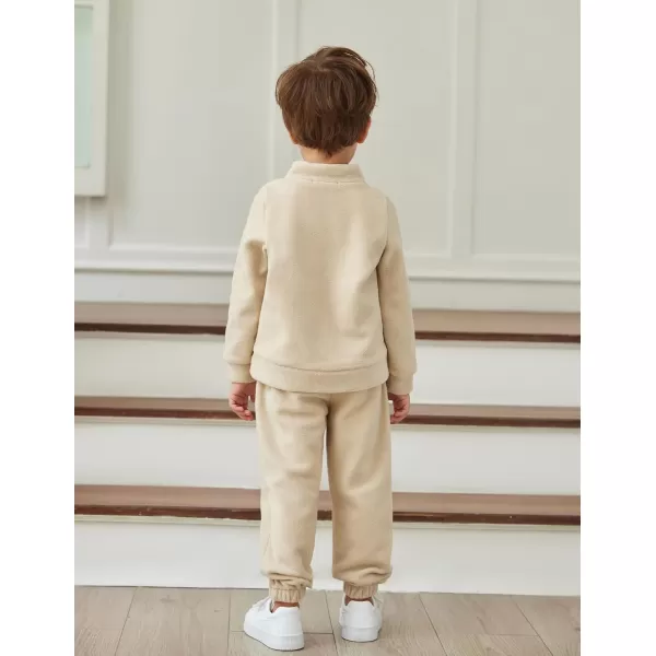 Arshiner Toddler Boys Letter Embroidery Half Zip Sweatshirt &amp; Pants Set Fuzzy Fleece Fall Winter Outfits 2~6 Years