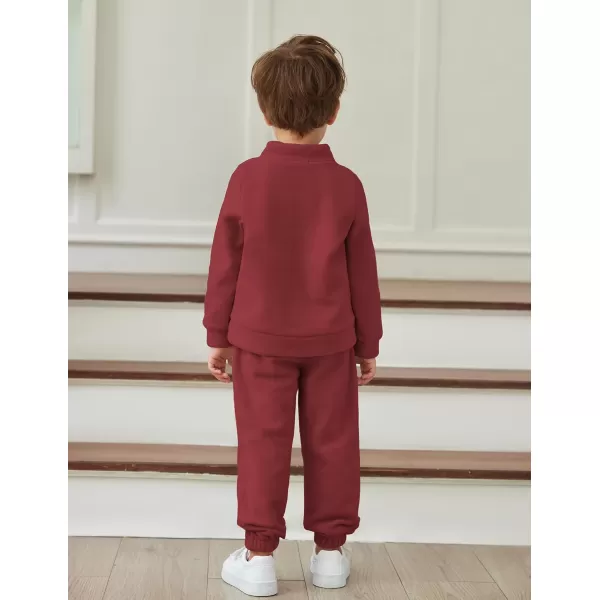 Arshiner Toddler Boys Letter Embroidery Half Zip Sweatshirt &amp; Pants Set Fuzzy Fleece Fall Winter Outfits 2~6 Years