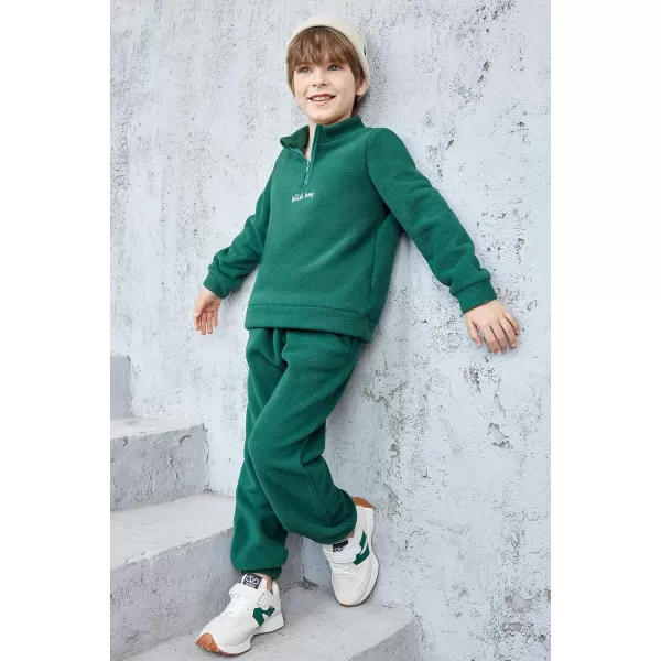 Arshiner Toddler Boys Letter Embroidery Half Zip Sweatshirt &amp; Pants Set Fuzzy Fleece Fall Winter Outfits 2~6 Years