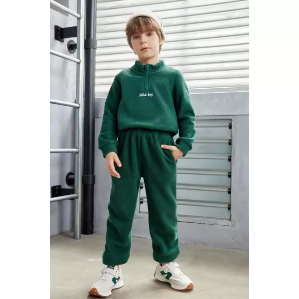 Arshiner Toddler Boys Letter Embroidery Half Zip Sweatshirt &amp; Pants Set Fuzzy Fleece Fall Winter Outfits 2~6 Years