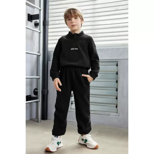 Arshiner Toddler Boys Letter Embroidery Half Zip Sweatshirt &amp; Pants Set Fuzzy Fleece Fall Winter Outfits 2~6 Years