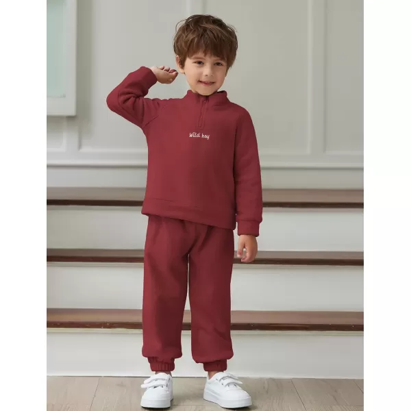Arshiner Toddler Boys Letter Embroidery Half Zip Sweatshirt &amp; Pants Set Fuzzy Fleece Fall Winter Outfits 2~6 Years