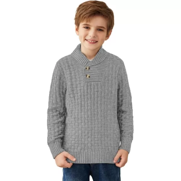 Arshiner Boys Crewneck Long Sleeve Textured Ribbed Edge Pullover Sweaters Button Up Knitted Sweater Tops