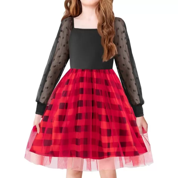 Arshiner Girl Tulle Dress Puff Long Sleeve Teen Girls Party Casual Dresses 5-12Y