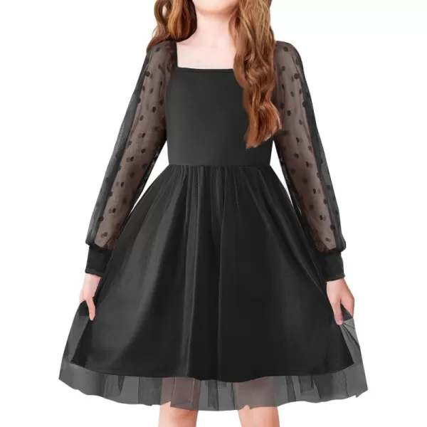 Arshiner Girl Tulle Dress Puff Long Sleeve Teen Girls Party Casual Dresses 5-12Y
