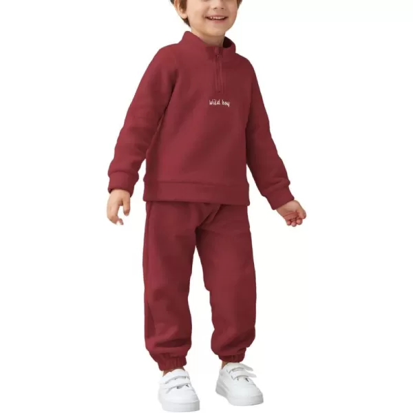 Arshiner Toddler Boys Letter Embroidery Half Zip Sweatshirt &amp; Pants Set Fuzzy Fleece Fall Winter Outfits 2~6 Years