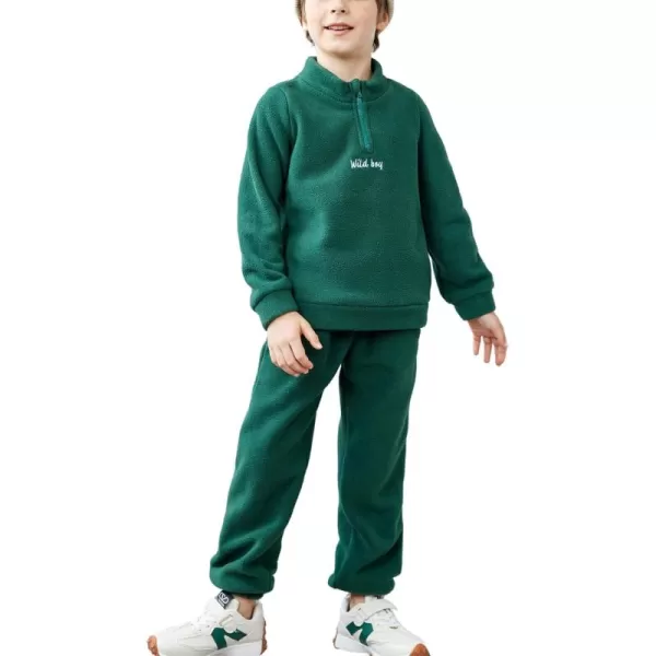 Arshiner Toddler Boys Letter Embroidery Half Zip Sweatshirt &amp; Pants Set Fuzzy Fleece Fall Winter Outfits 2~6 Years
