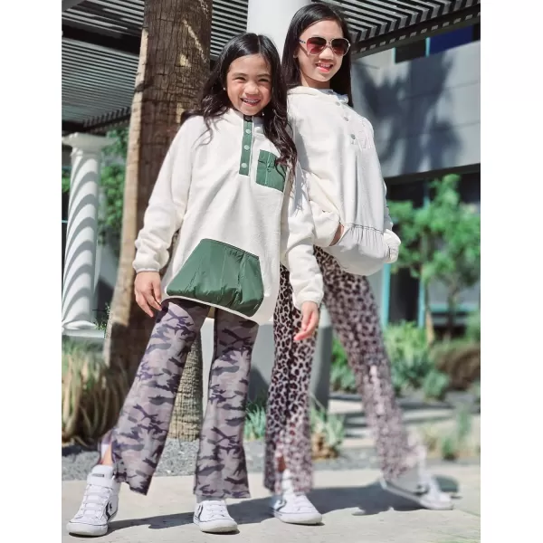 Arshiner Girls Fleece Pullover Hooded Sweatshirt Colorblock Sherpa Hoodie for Teen Girl Winter Button Jacket Coat with Pocket