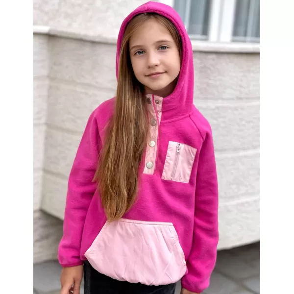 Arshiner Girls Fleece Pullover Hooded Sweatshirt Colorblock Sherpa Hoodie for Teen Girl Winter Button Jacket Coat with Pocket