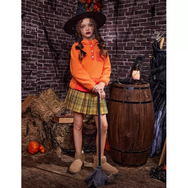 Arshiner Girls Fleece Pullover Hooded Sweatshirt Colorblock Sherpa Hoodie for Teen Girl Winter Button Jacket Coat with Pocket